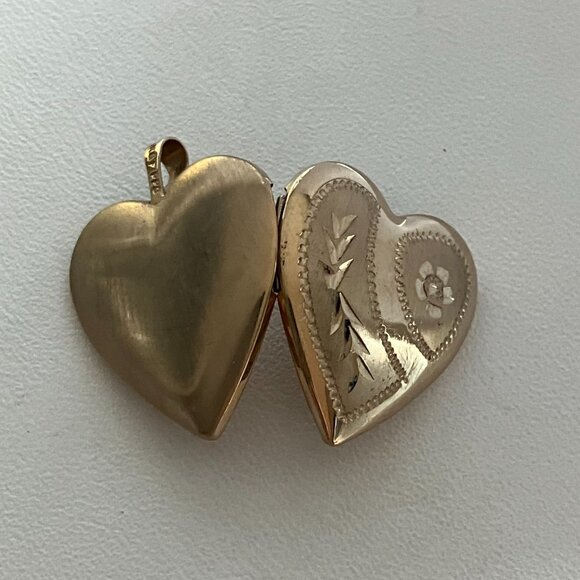 14 k Gold Fill Vintage Heart Locket Pendant - Picture 7 of 8